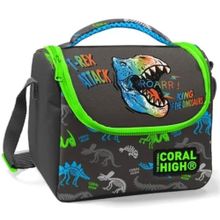 Coral High Erkek Cocuk Siyah Yesil T-Rex Okul - Yalitimli Beslenme Çantası