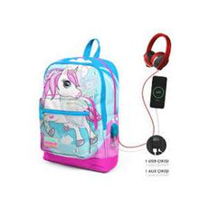 Coral High Kids Dört Bölmeli Neon Pembe Desenli İlkokul Sırt Çantası