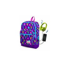 Coral High Kids Dört Gözlü Kız Çocuk İlkokul Çantası - Kaktüs Desenli - Usb+aux Soketli Okul Çantası