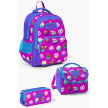 Coral High Kids Lavanta Pembe Cupcake Desenli 3'lü Okul Çanta Seti SET0123495v