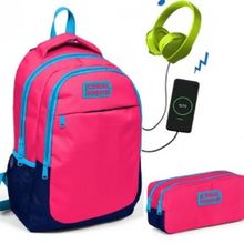 Coral High Kids Narçiçeği Usb Soketli Kız Çocuk İlkokul Çantası ve Kalemlik Seti