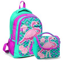 Coral High Kız Çocuk Yeşil Flamingo Okul Sırt Çantası ve Beslenme Çantası Okul Çantası