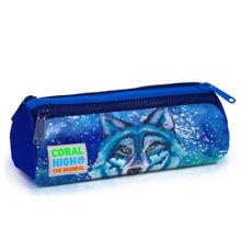 Coral High Mavi Kurt Desenli Üç Bölmeli Erkek Çocuk Kalemlik