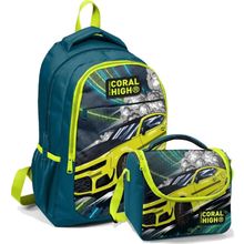 Coral High Okul Sırt ve Beslenme Çantası Seti - Erkek Çocuk Nefti Sarı Arabav