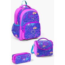 Coral High SET0123401 Kalp Desenli 3'lü Okul Çanta Seti