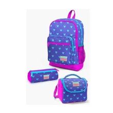 Coral High SET0123706 Kids Lavanta Pembe Kalp Desenli 3’lü Okul Çanta Seti