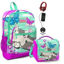 Coral High Sevimli Kedi ve Kelebek Kız Çocuk Usb Soketli Okul Beslenme Çantası