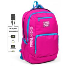 Coral High Sport Mavi-Pembe Laptop Bölmeli Usb Çıkışlı Okul Sırt Çantası