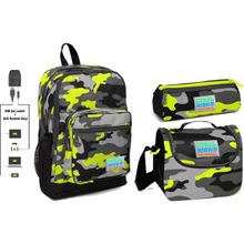 Coral High USB ve AUX Çıkışlı Erkek Çocuk Okul Çanta Seti