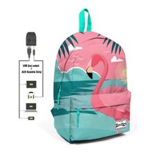 Coral High Yeşil Pembe Flamingo Desenli Sırt Çantası