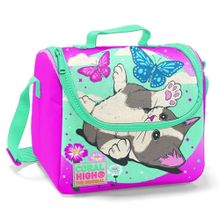 Coral High YGN22762 Pembe Yeşil Sevimli Kediler Baskılı Termoslu Kız Çocuk Beslenme Çantası
