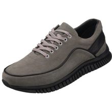 Costo Shoes GG1318 Gri-Siyah Dana Nubuk Kauçuk Taban Rahat Geniş Kalıp Büyük Numara 4 Mevsim Erkek Ayakkabısı