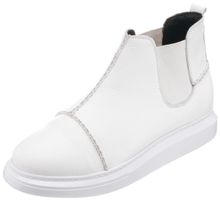 Costo Shoes MR2023 Beyaz Büyük Numara Dana Derisi Rahat Geniş Kalıp Erkek Bot