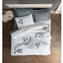 Cotton Box Brode Ivy Gri Ranforce Çift Kişilik Nevresim Takımı