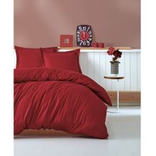 Cotton Box Elegant Saten Stripe Bordo Çift Kişilik Nevresim Takımı