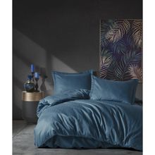 Cotton Box Elegante Stripe Saten Mavi Çift Kişilik Nevresim Takımı