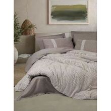 Cotton Box Linje Kahve Ribbed Çift Kişilik 200x220 cm Nevresim Takımı