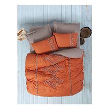 Cotton Box Liya Kiremit-Bej Puff Nakışlı Çift Kişilik Nevresim Takımı