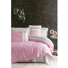 Cotton Box Nakışlı Saten Çift Kişilik Niobe Pembe Nevresim Takımı