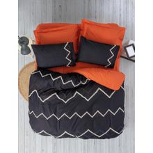 Cotton Box Puf Nakışlı Ranforce Mirely Siyah Kiremit Çift Kişilik Nevresim Takımı
