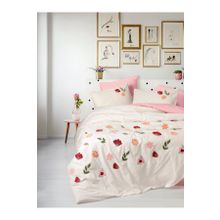 Cotton Box Puff Nakışlı Çift Kişilik Blossom Somon 200x220 cm Nevresim Takımı