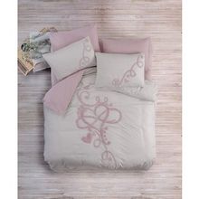 Cotton Box Ranforce Bellini Pembe 100x100 cm Puff Nakışlı Çift Kişilik Nevresim Takımı