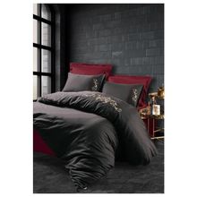 Cotton Box Sarita Brode Saten Bordo Çift Kişilik Nevresim Takımı