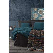 Cotton Box Tidy Battaniyeli Petrol Siyah Çift Kişilik Nevresim Takımı