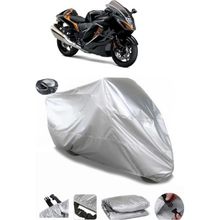 Coverplus Suzuki GSX-R 1300 Hayabusa Gri Arka Çanta Uyumlu Su Geçirmez Motosiklet Brandası