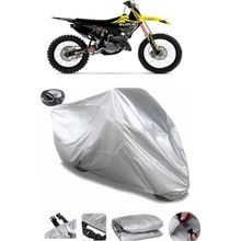 Coverplus Suzuki RM 250 Gri Arka Çanta Uyumlu Su Geçirmez Motosiklet Brandası