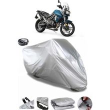 Coverplus Triumph Tiger 800 XRT Arka Çanta Uyumlu Su Geçirmez Gri Motosiklet Brandası
