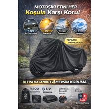 Coverplus Yuki Tekken 125 Arka Çanta Uyumlu Siyah Motosiklet Brandası