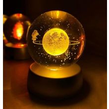 Coverzone Ahşap Standlı Cam Küre Işıklı Göz Yormayan Gezegen Satürn Motifli Masaüstü Aydınlatma Gece Lambası Dekoratif Çocuk Odası Salon Yatak Odası Lamba 6cm x 6cm (Satürndeki Kız)