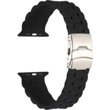 CoverZone Apple Watch 3 38-40 mm Metal Toka Delikli Ayarlanabilir Panoply Silikon Siyah Kordon