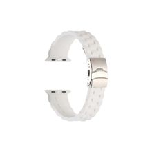 CoverZone Apple Watch 4 Beyaz 38-40 mm İle Uyumlu Metal Toka Delikli Ayarlanabilir Panoply Silikon Kordon