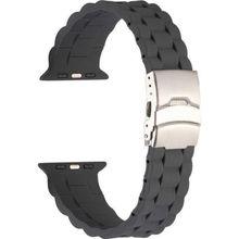 CoverZone Apple Watch 4 Gri 38-40 mm İle Uyumlu Metal Toka Delikli Ayarlanabilir Panoply Silikon Kordon