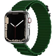 CoverZone Apple Watch 4 Uyumlu 42-44 mm Parçalı Çizgili Tasarım Denouement Kayış Koyu Yeşil Kordon