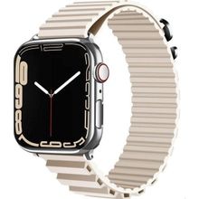 CoverZone Apple Watch 4 Uyumlu 42-44 mm Parçalı Çizgili Tasarım Denouement Kayış Krem Kordon