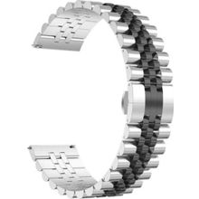 CoverZone Apple Watch 40 mm Parlak Metal Klipsli Gümüş Siyah Kordon