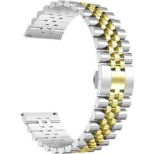 CoverZone Apple Watch 44 mm Parlak Metal Klipsli Gümüş Gold Kordon