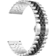 CoverZone Apple Watch 44 mm Parlak Metal Klipsli Gümüş Siyah Kordon