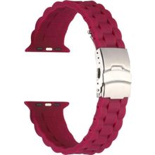 CoverZone Apple Watch 5 38-40 mm Uyumlu Metal Toka Delikli Silikon Lila Kordon
