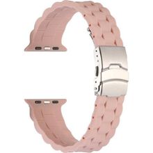 CoverZone Apple Watch 5 42-44 mm Uyumlu Metal Toka Delikli Panoply Silikon Pembe Kordon