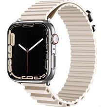 CoverZone Apple Watch 5 42-44 mm Uyumlu Parçalı Çizgili Denouement Krem Kordon