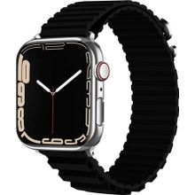 CoverZone Apple Watch 6 Uyumlu 42-44 mm Parçalı Çizgili Tasarım Denouement Kayış Siyah Kordon