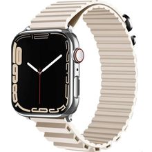 CoverZone Apple Watch Ultra Uyumlu 49 mm Parçalı Çizgili Tasarım Denouement Kayış Krem Kordon