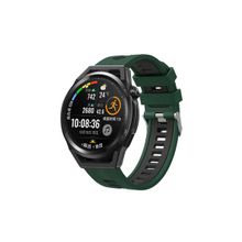 CoverZone Galaxy Gear S3 Grealish Yeşil-Siyah Delikli Silikon Kordon