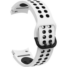 CoverZone Galaxy Watch 4 Classic Uyumlu 40 mm İki Kancalı Metal Tokalı Iridescent Beyaz Siyah Kordon