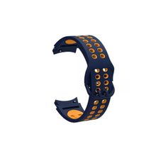 CoverZone Galaxy Watch 4 Classic Uyumlu 40 mm İki Kancalı Metal Tokalı Iridescent Mavi Sarı Kordon