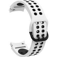 CoverZone Galaxy Watch 4 Classic Uyumlu 42 mm İki Kancalı Metal Tokalı Iridescent Siyah Beyaz Kordon